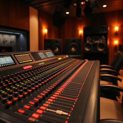 Mixing console during a post-production session for a film at Aurora Sound Studios.